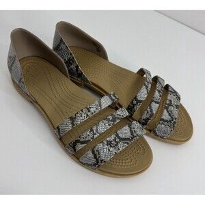 Crocs Strappy Womans Sandals Snake Skin Pattern Iconic Comfort Sz 8